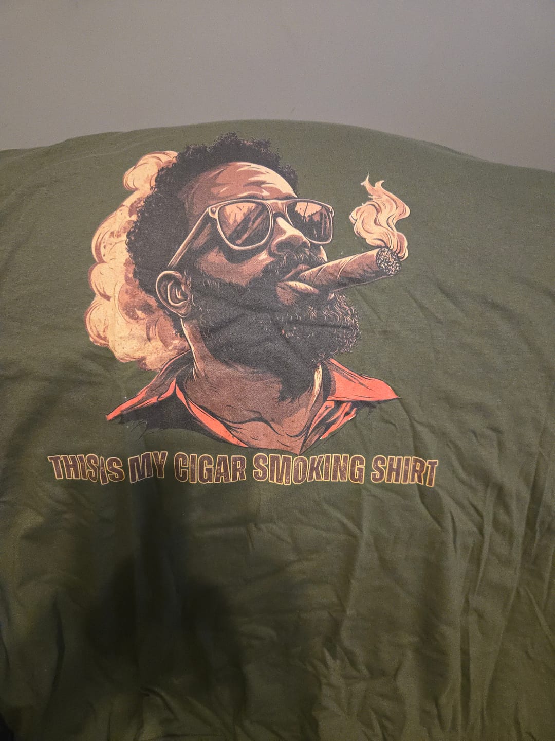 Customer photo review of The Cigar Smoking Shirt Softstyle T-Shirt