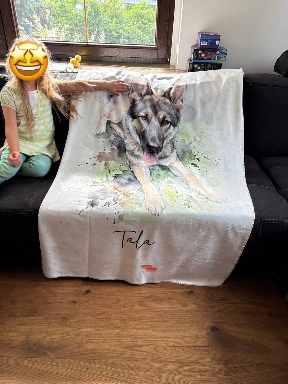 Customer photo review of Personalisierte Decke "Aquarell Haustier"