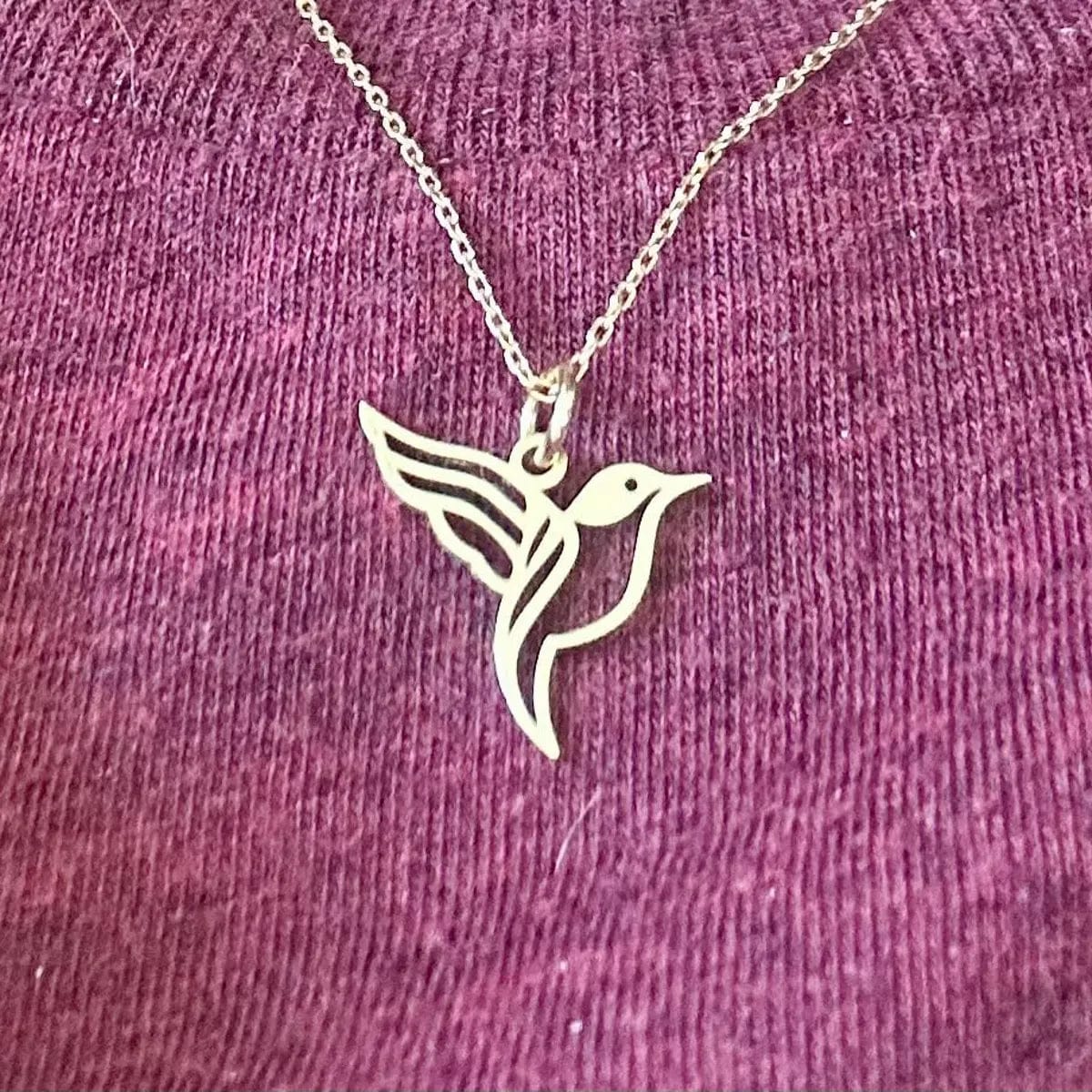 Customer photo review of Hummingbird Necklace – Gold Vermeil on Sterling Silver Dainty Charm