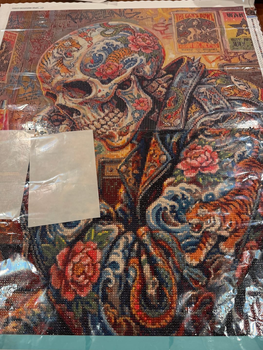 Customer photo review of Sugar Skull Leather Jacket (Diamond Painting)