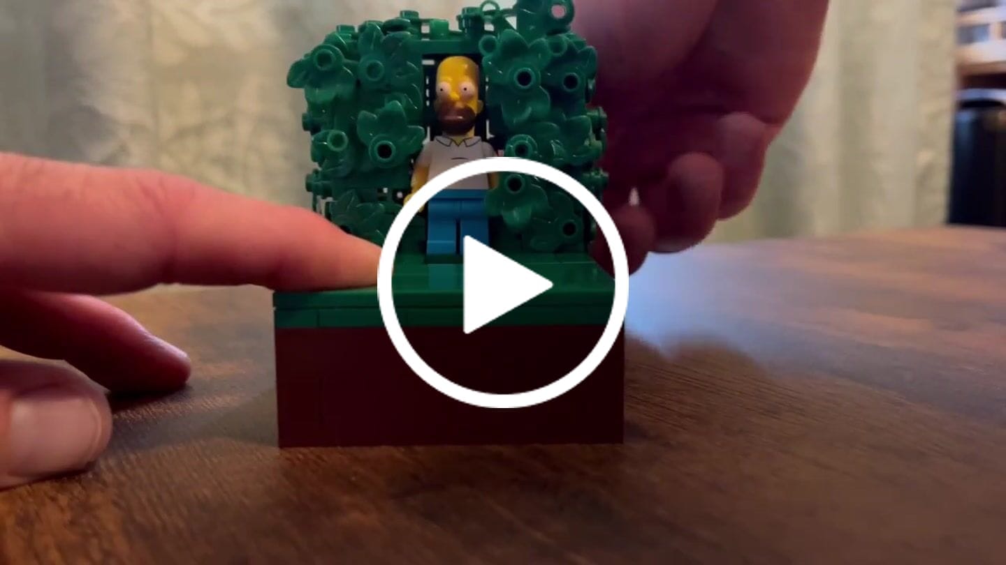 Customer video review of Buildable Homer in the Bushes Display Set
