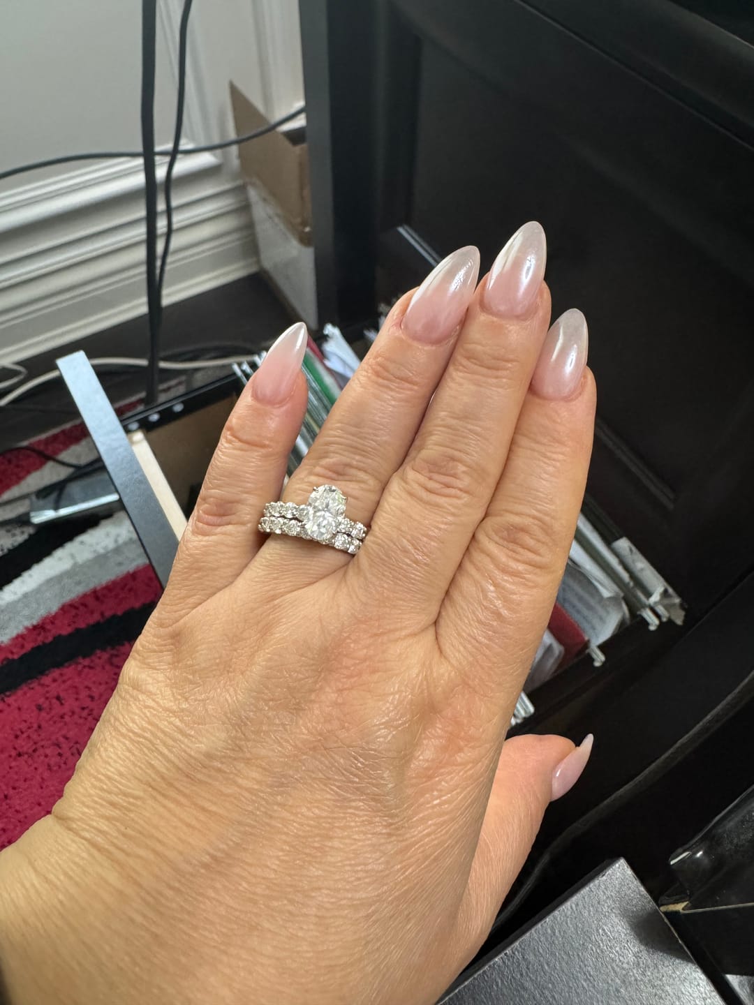 Customer photo review of S925 Moissanite 2.0 Ct~5.5 Ct Pavé Oval Cut Engagement Rings For Women