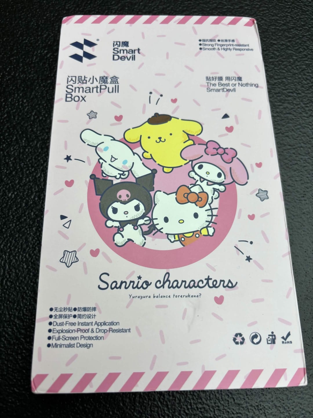 Customer photo review of Sanrio Cute Tempered Glass Film for iPhone
