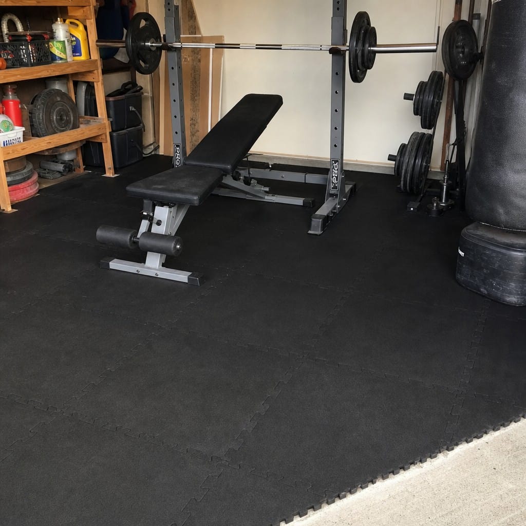 Customer photo review of 16mm Interlocking Rubber Gym Tiles | 500mm × 500mm | EN 13893 Certified | Commercial Grade