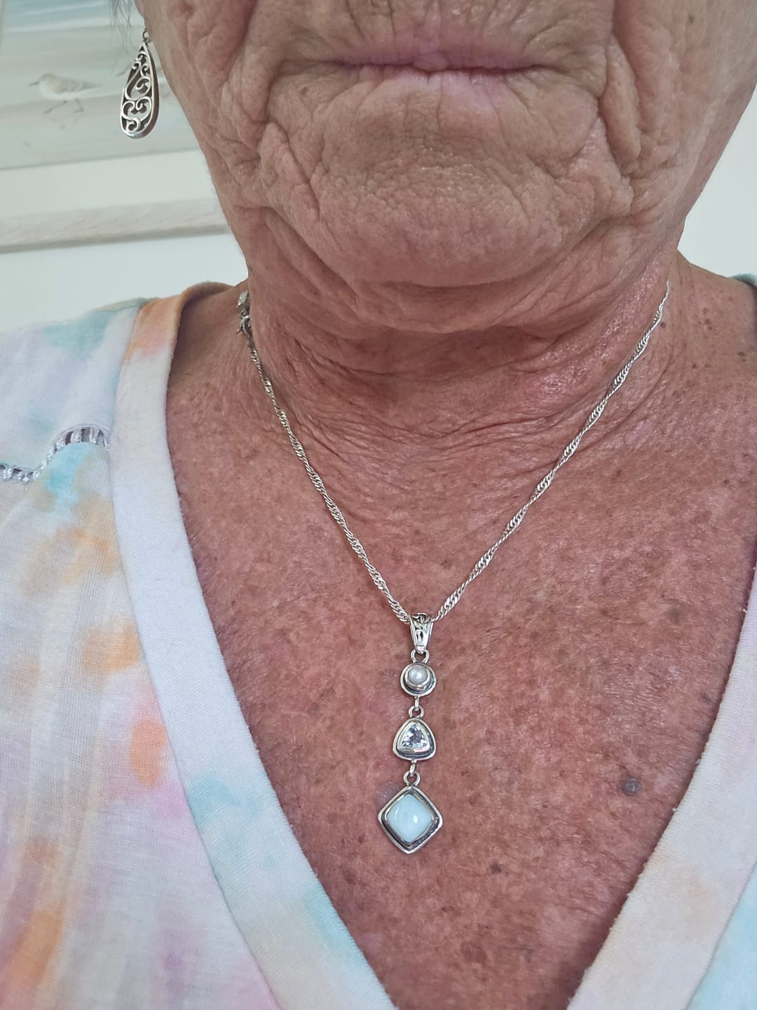 Customer photo review of Silver Larimar Necklace