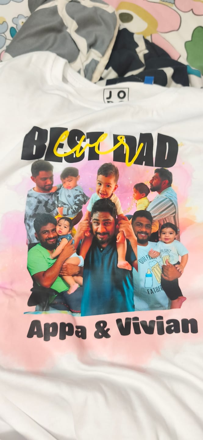 Customer photo review of Custom Photo Matching T-Shirts for Dad and Kids | Personalized Father’s Day Family Combo Tees