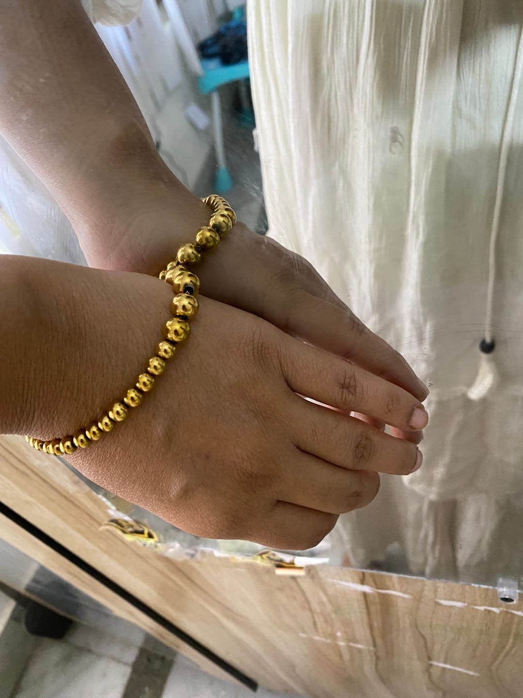 Customer photo review of Gold Beaded Bracelet