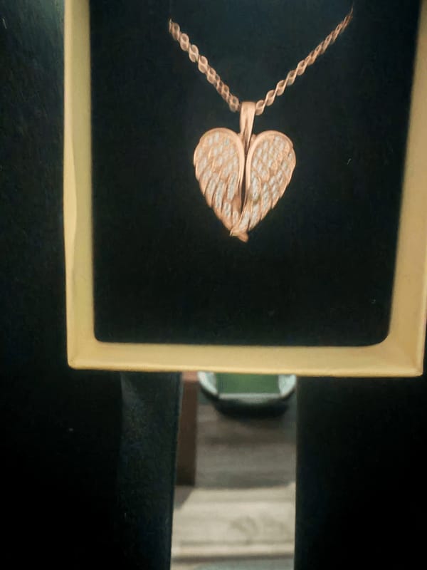 Customer photo review of Custom Angel Wing Photo Locket Necklace