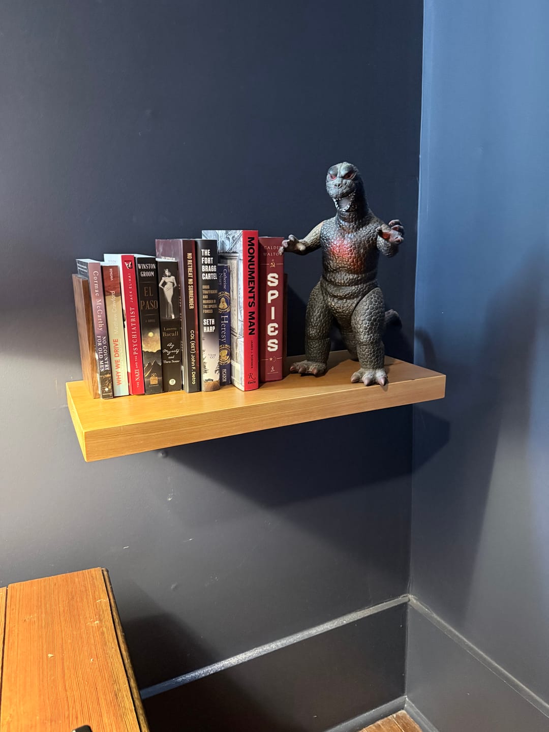 Customer photo review of Rustic Pine Floating Shelves