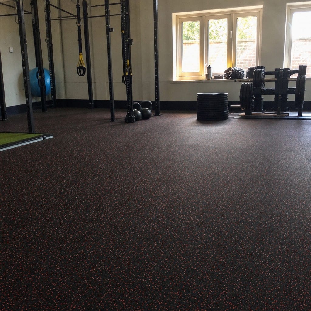 Customer photo review of Rubber Gym Roll UK | Heavy-Duty Crumb Flooring Roll 10m