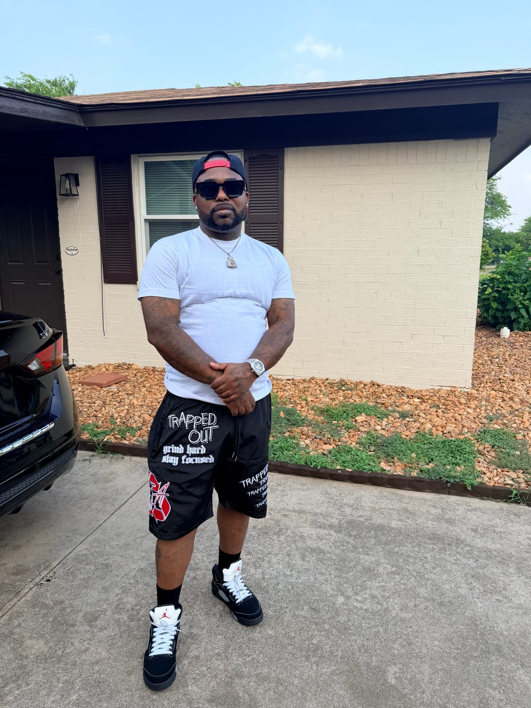 Customer photo review of Windbreaker Shorts - Red/Black