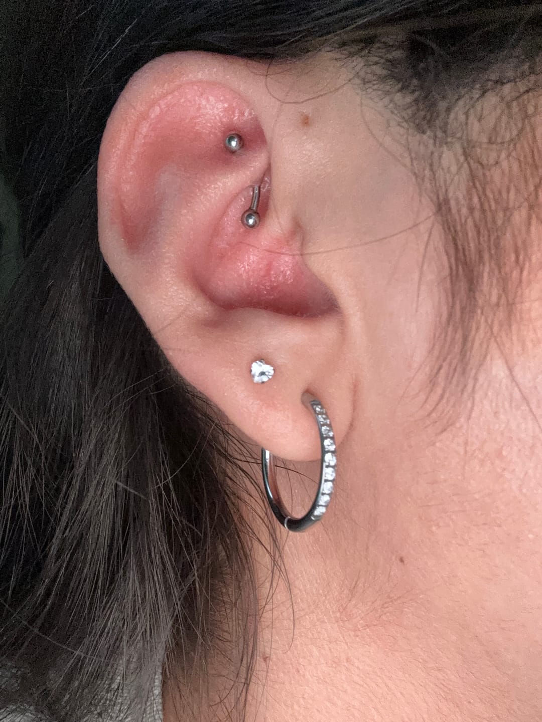 Customer photo review of My Huggies Sparkle Hoop Earrings