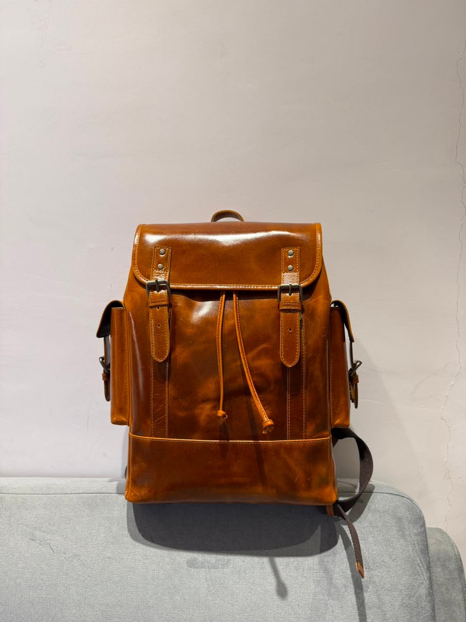 Customer photo review of Earthen Leather Laptop Backpack, Luxury Leather