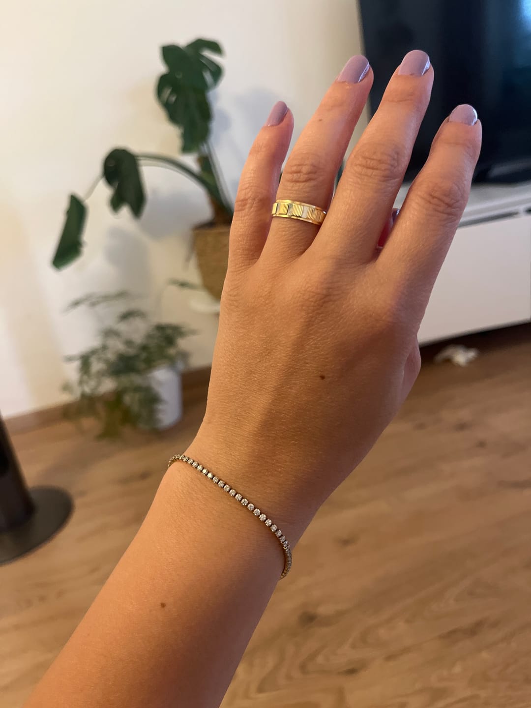Customer photo review of Ava Petite Gold White Bracelet