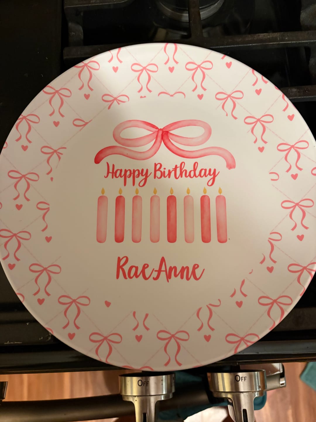 Customer photo review of Coquette Watercolor Bow Birthday Plate