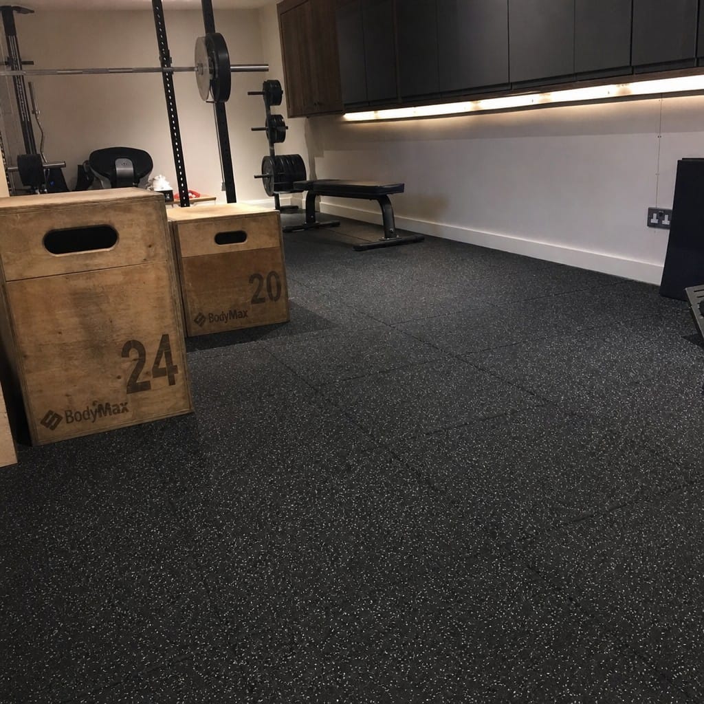 Customer photo review of 30mm Acoustic Rubber Gym Tiles | Soundproof Gym Flooring | 75 dB Noise Reduction | 200kg+ Drop Rated | EN 13893 Certified
