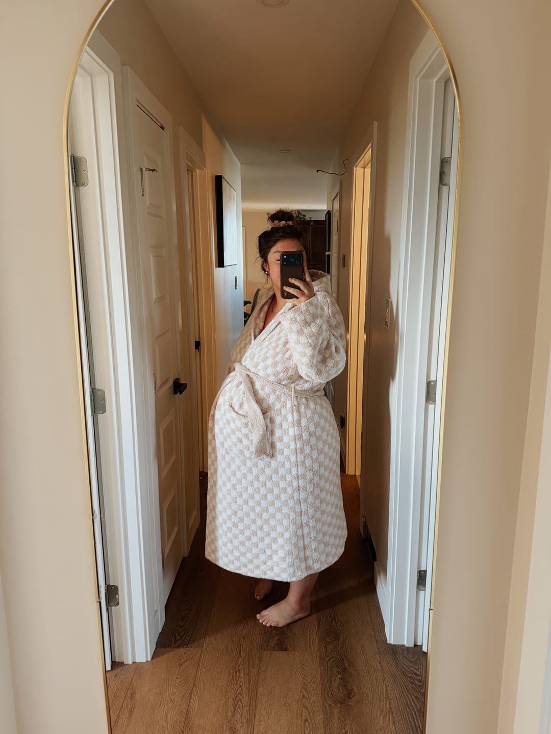 Customer photo review of Adult Check Print Hooded Robe