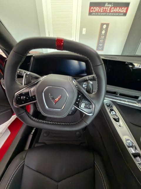 Customer photo review of C8 Corvette Real Carbon Fiber Steering Wheel Racing Stripe Covers (2020–2026)