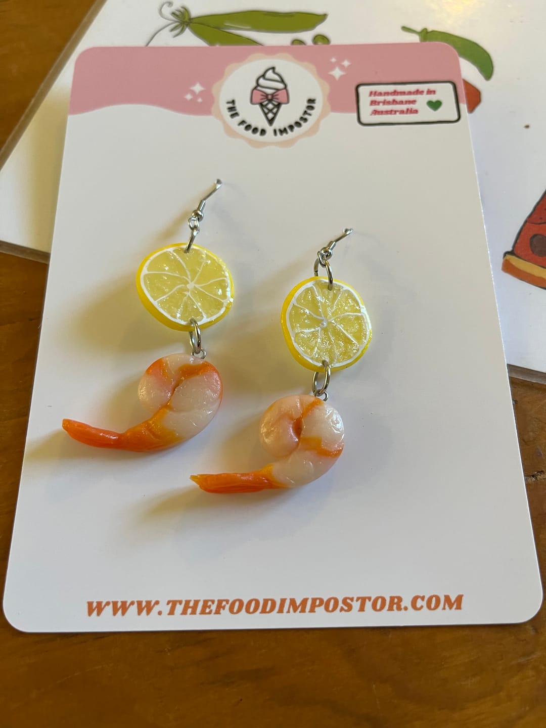 Customer photo review of NEW! Lemon & Prawn Statement Earrings | Handmade Food Earrings
