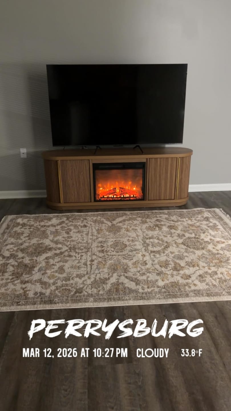 Customer photo review of 67" Sliding Tambour Doors Fluted Fireplace TV Stand