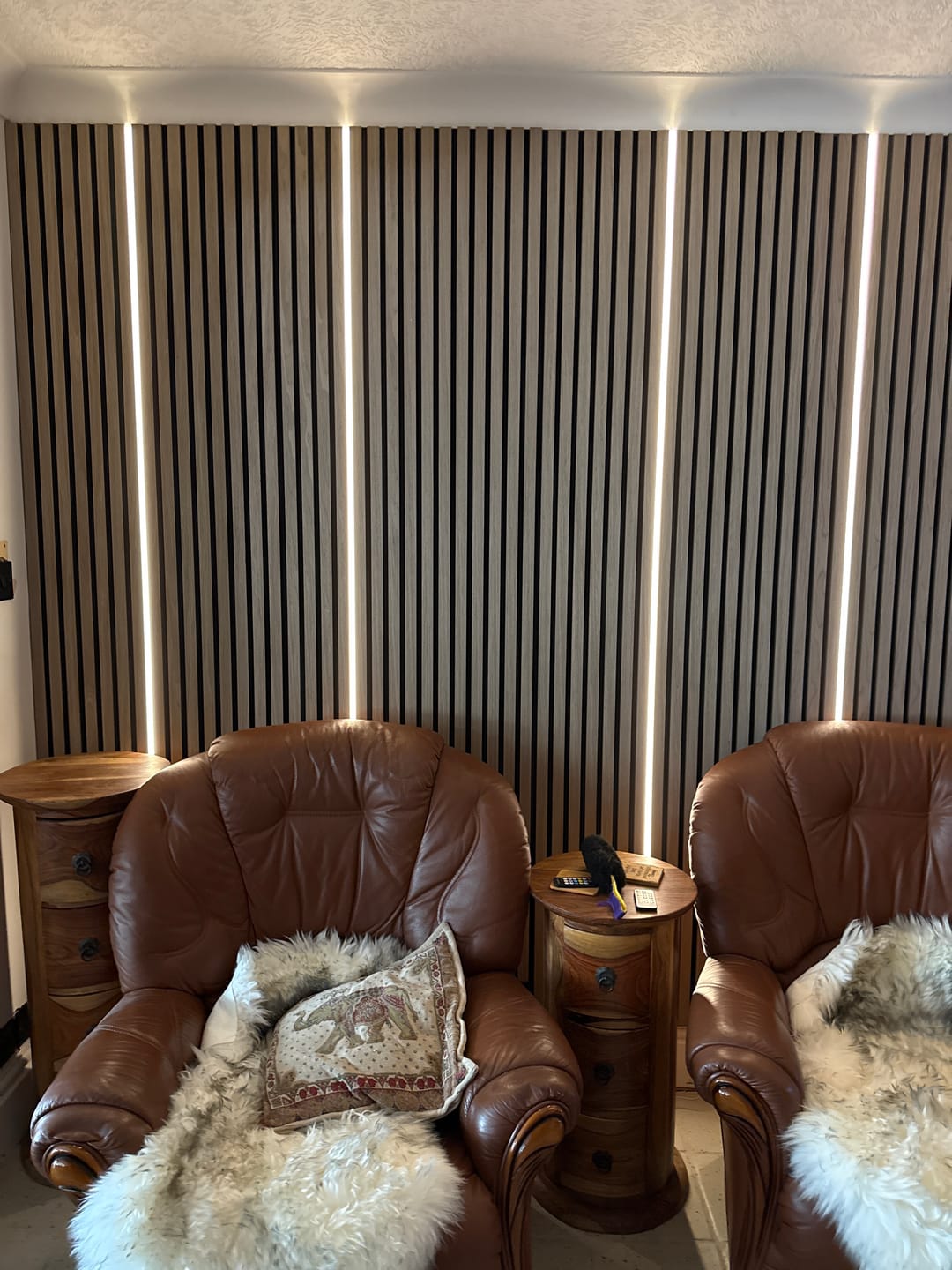 Customer photo review of Acoustic Slat Wall Panels Wooden Decorative Wall Panels Walnut Premium 2.4m x 0.6m