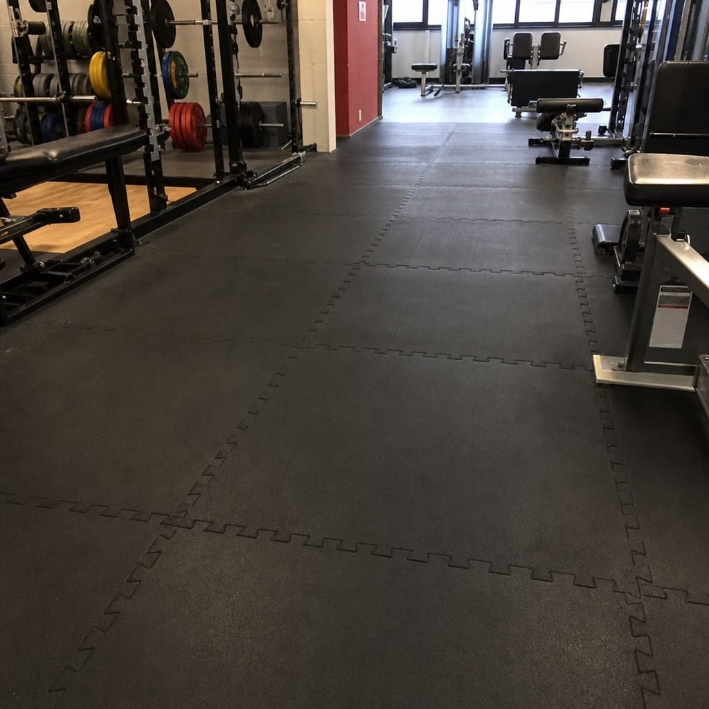 Customer photo review of 16mm Interlocking Rubber Gym Tiles | 500mm × 500mm | EN 13893 Certified | Commercial Grade