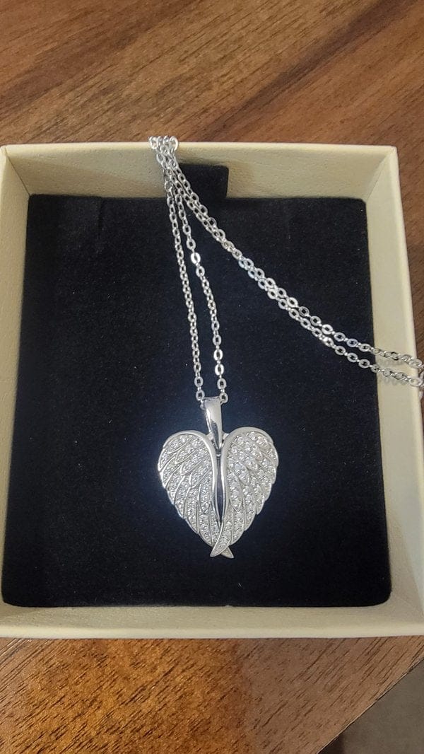 Customer photo review of Custom Angel Wing Photo Locket Necklace