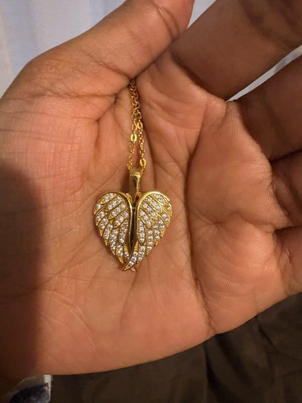 Customer photo review of Custom Angel Wing Photo Locket Necklace
