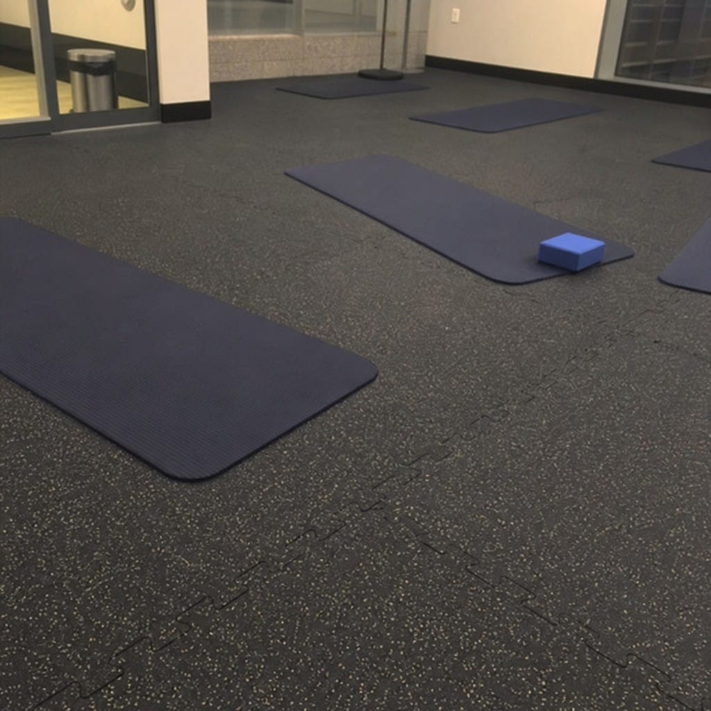 Customer photo review of 12mm Commercial Rubber Gym Tiles | 1m² Per Tile | Blue/Black & White/Black