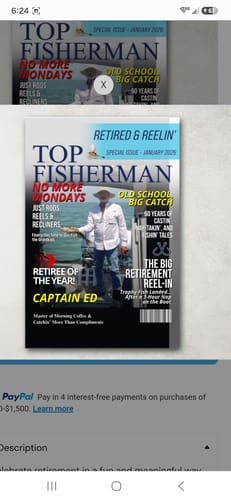 Customer photo review of Custom Retirement Fishing Magazine Cover, Fishing Gifts for Retired Men, Fishing Dad Gift, Grandpa Gift, Personalized Fisherman Gift