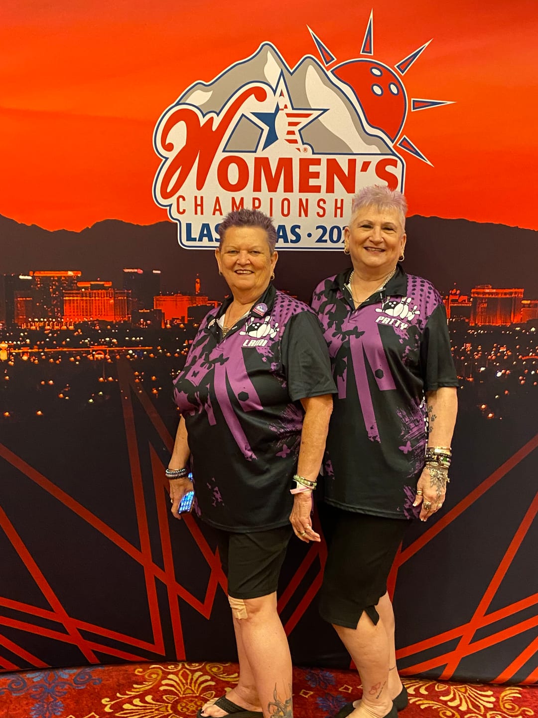 Customer photo review of Maxcorners Custom Purple Butterflies Bowling Shirts for Men Women Bowling Jersey Team Name
