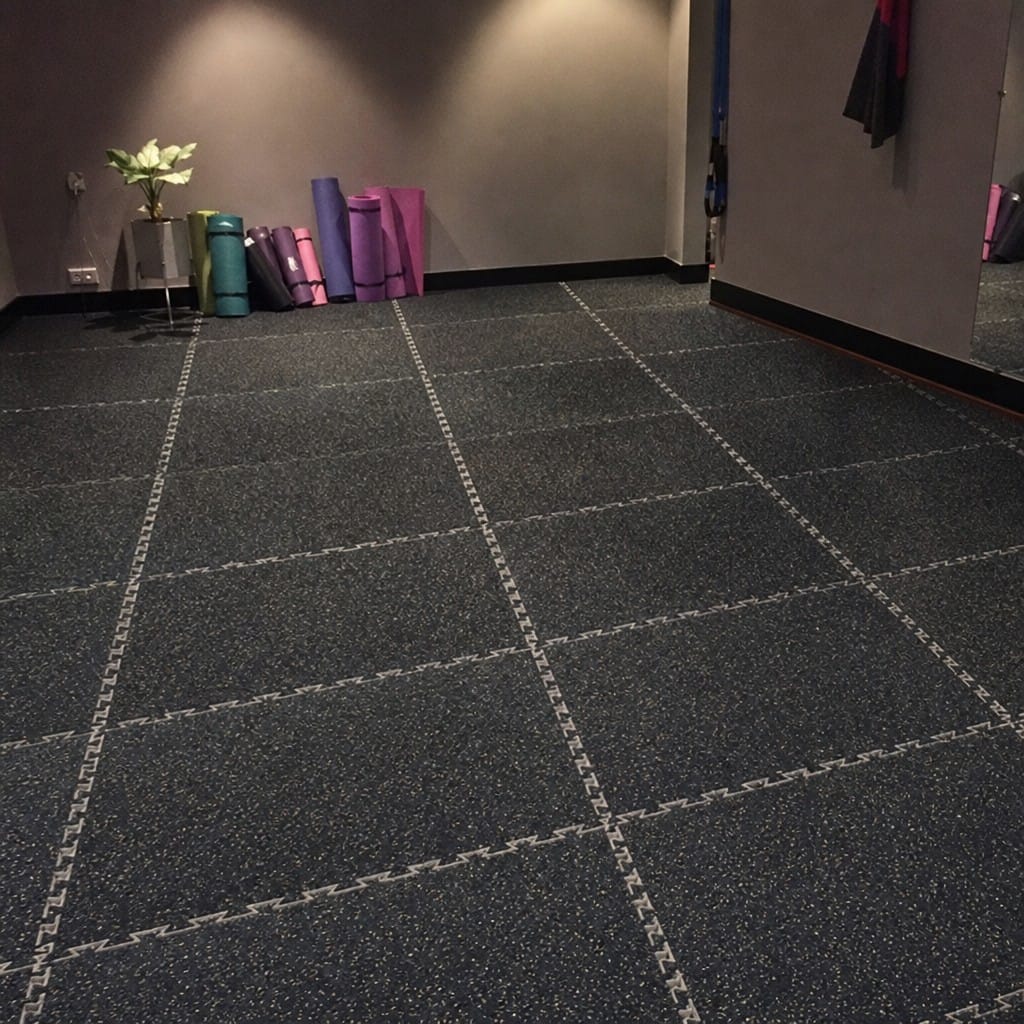 Customer photo review of 12mm Commercial Rubber Gym Tiles | 1m² Per Tile | Blue/Black & White/Black