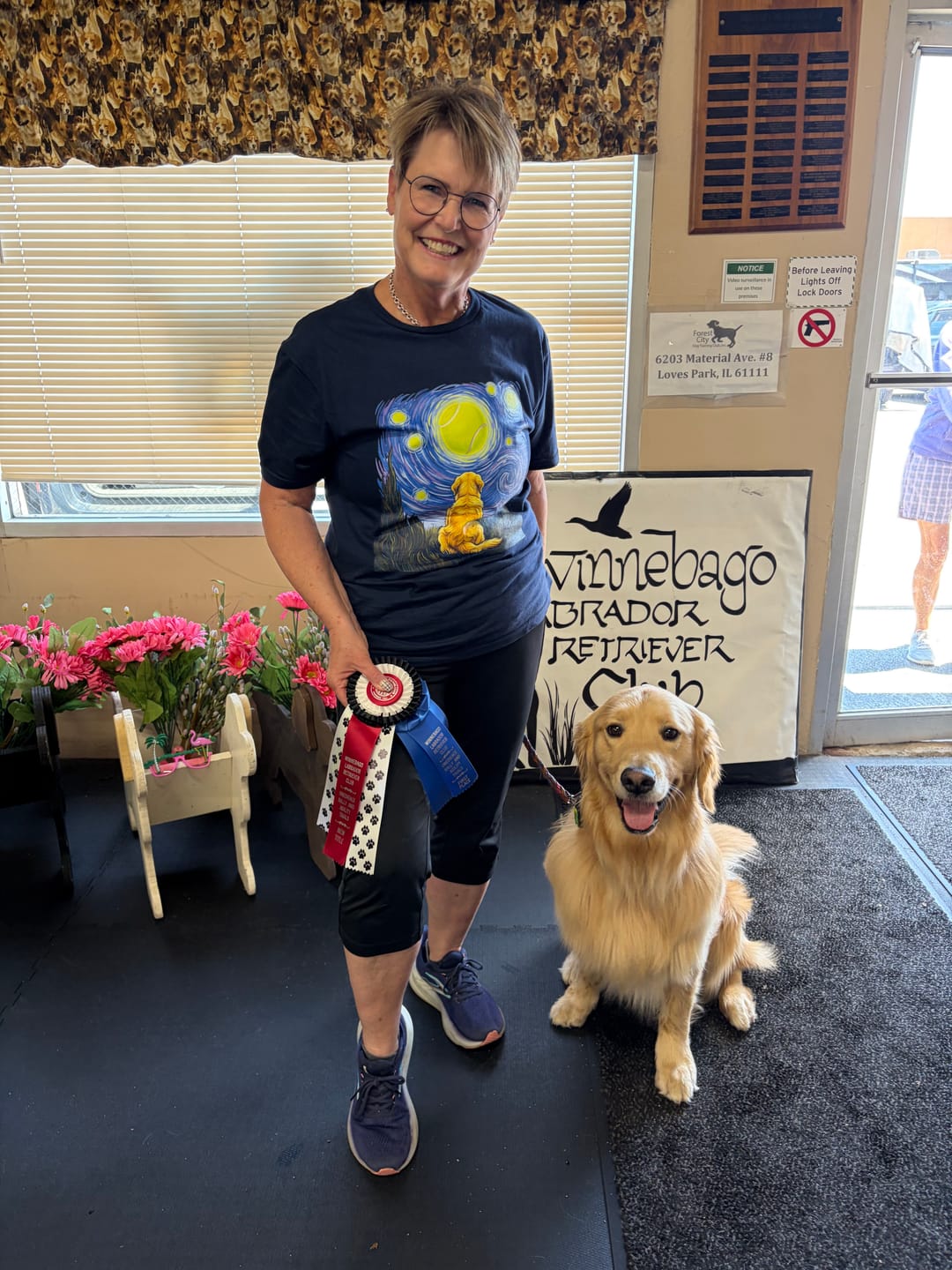 Customer photo review of Starry Night Golden Retriever T-shirt