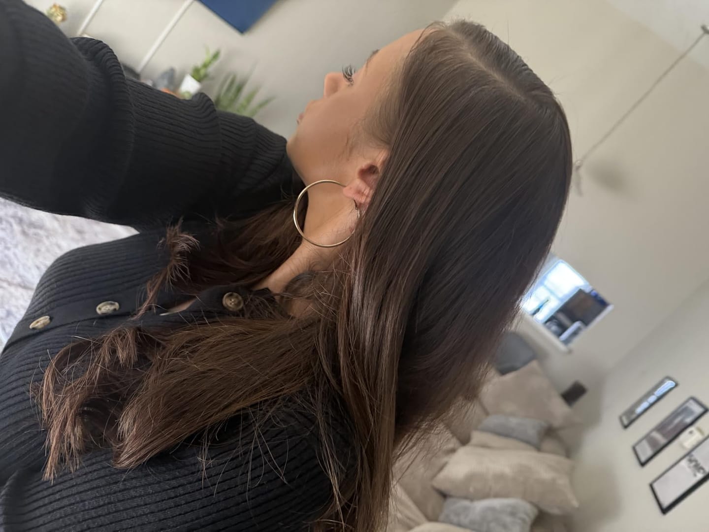 Customer photo review of Double Weft Human Hair Clip in Extensions for Women Darkest Brown (#2)