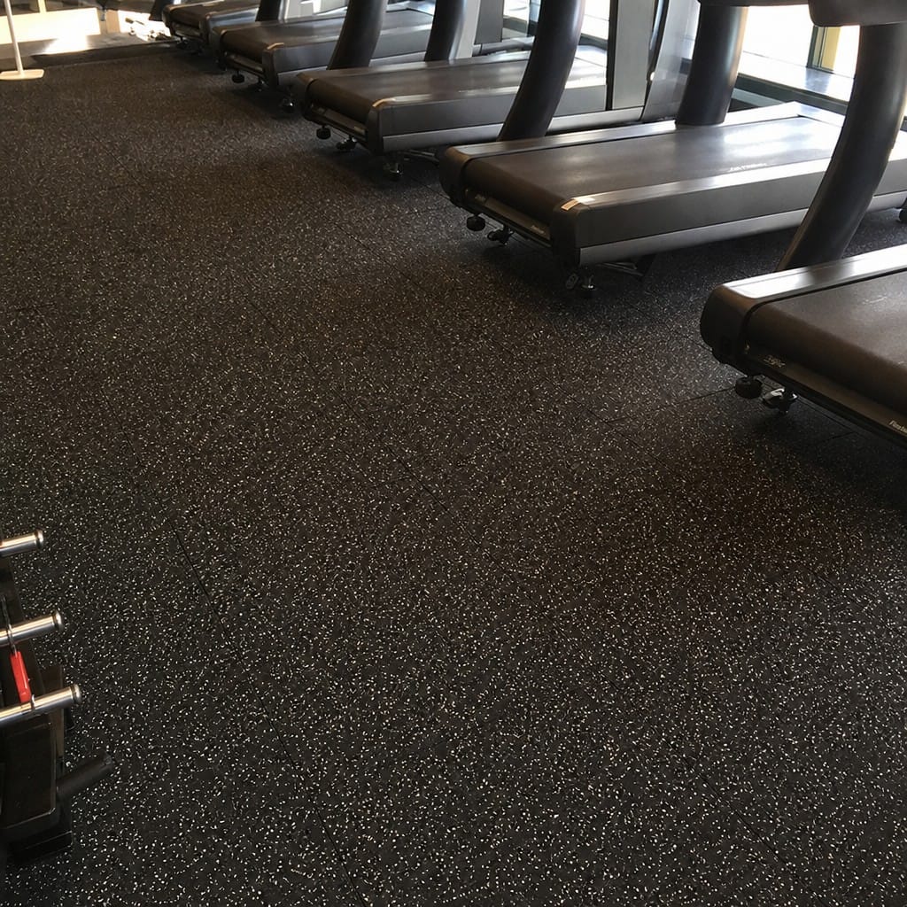 Customer photo review of 12mm Commercial Rubber Gym Tiles | 1m² Per Tile | Blue/Black & White/Black