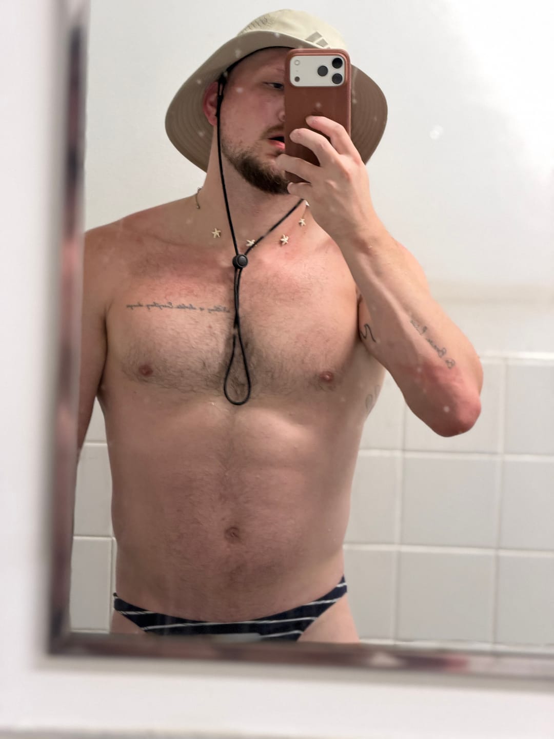 Customer photo review of Striped Brazilian Swim Brief