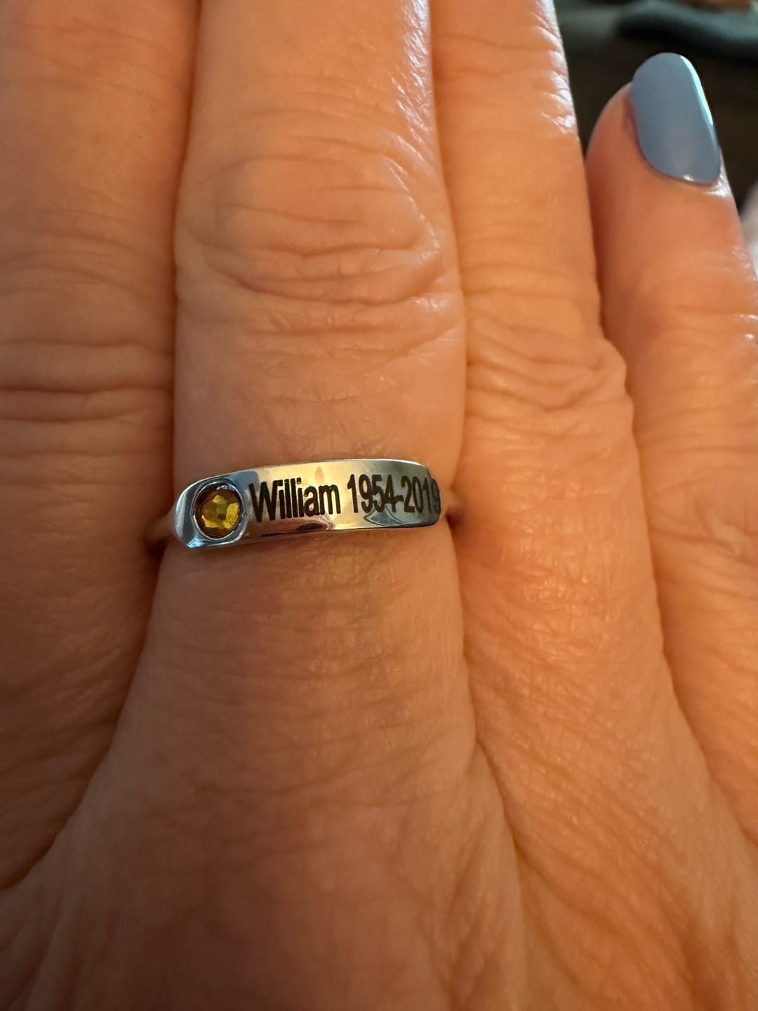 Customer photo review of For Memorial - Personalized Birthstone Name Memorial Ring