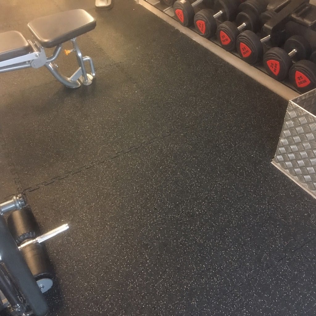 Customer photo review of 12mm Commercial Rubber Gym Tiles | 1m² Per Tile | Blue/Black & White/Black