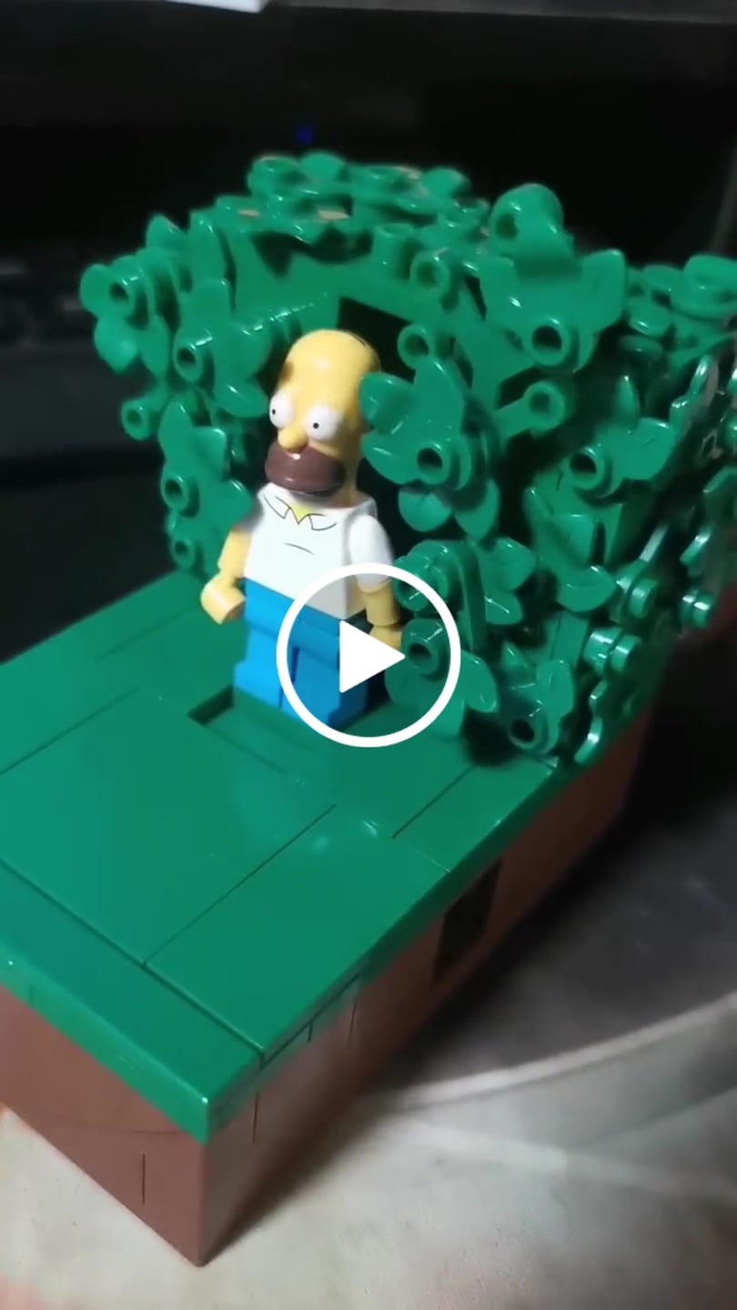 Customer video review of Buildable Homer in the Bushes Display Set