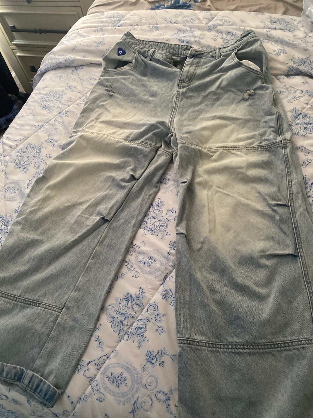 Customer photo review of Aelfric Eden Washed Panel Baggy Barrel Jeans