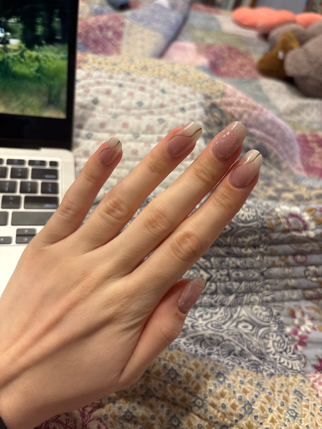Customer photo review of NEW Luxe Crystal Sparkle DIY Semicured Gel Nail Sticker Kit