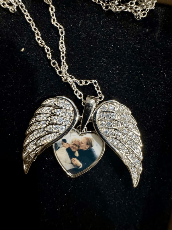 Customer photo review of Custom Angel Wing Photo Locket Necklace