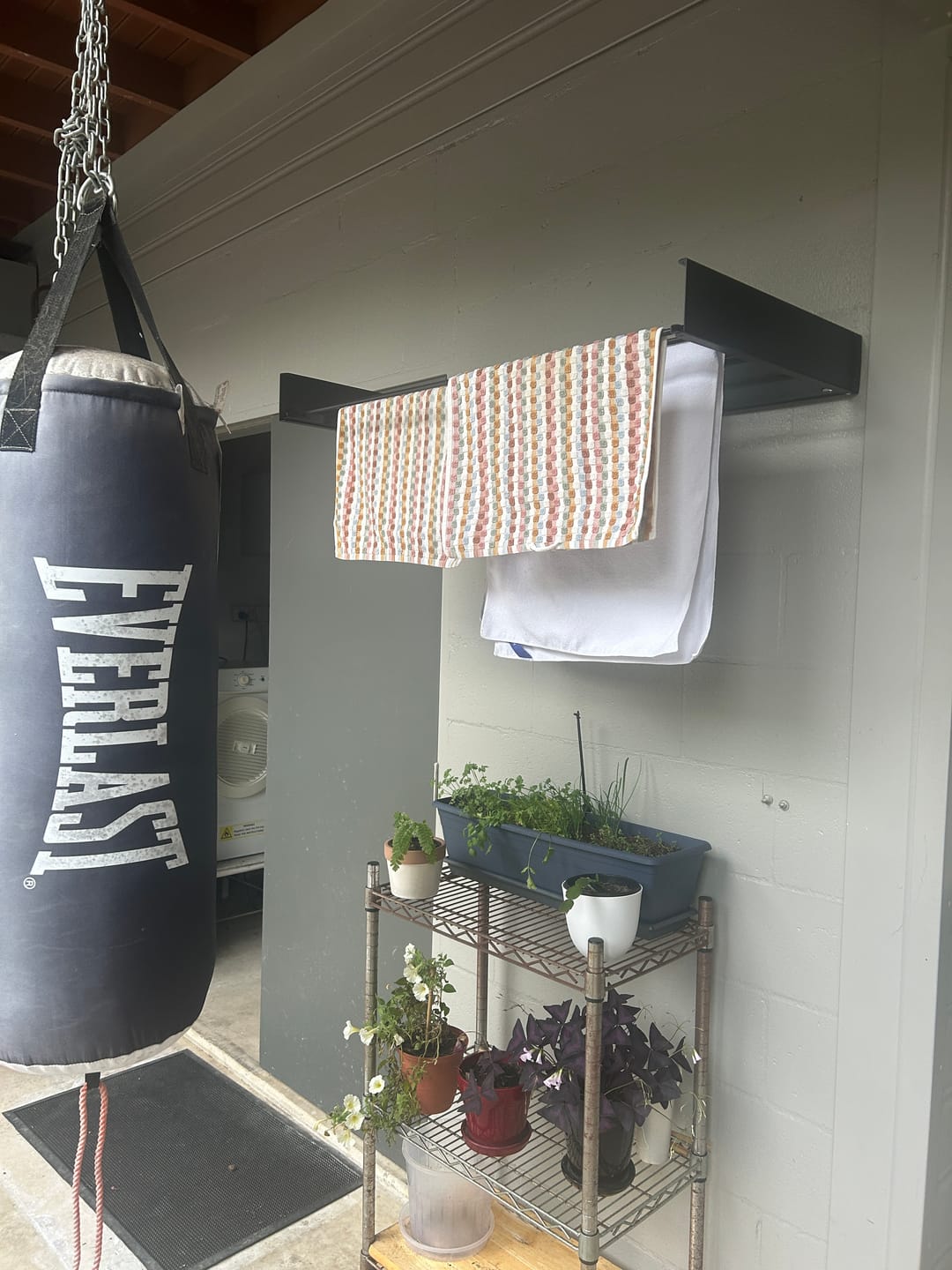 Customer photo review of Wall Mounted Drying Rack - Foldable Indoor and Outdoor Drying Rack