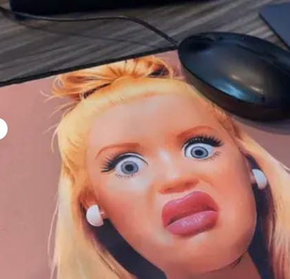 Customer photo review of Funny Face Mouse Pad