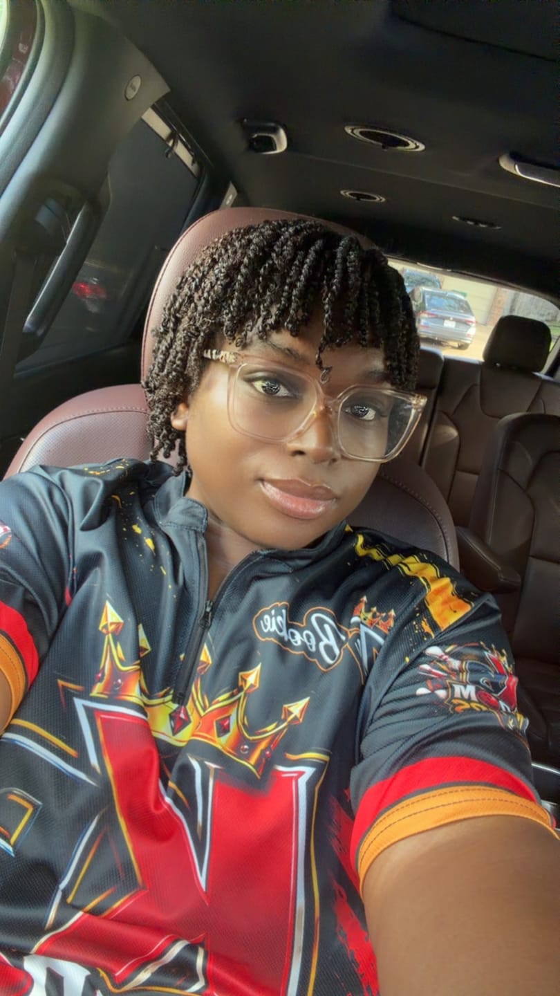 Customer photo review of Maxcorners Darts KB KingDom Bowler Personalized Name, Team Name 3D Shirt For  Tyhrah Marshall