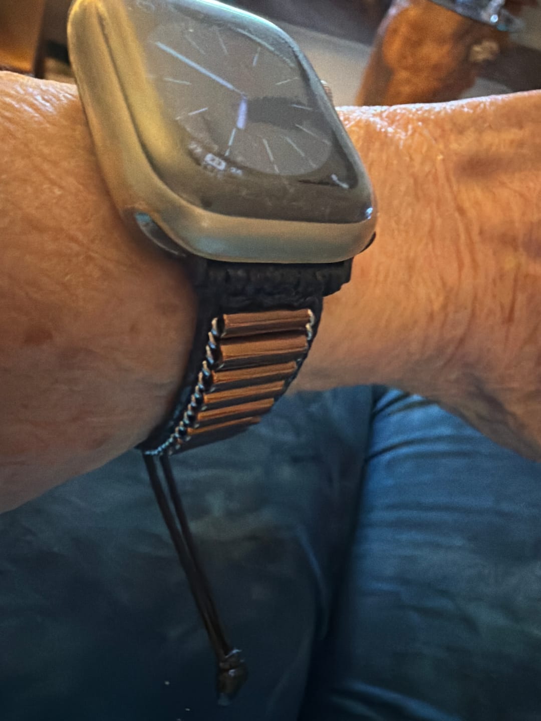 Customer photo review of Olivenorma Cylindrical Copper Tube Handwoven Apple Watch Strap
