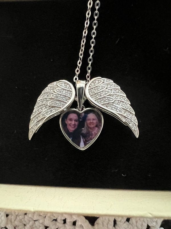 Customer photo review of Custom Angel Wing Photo Locket Necklace