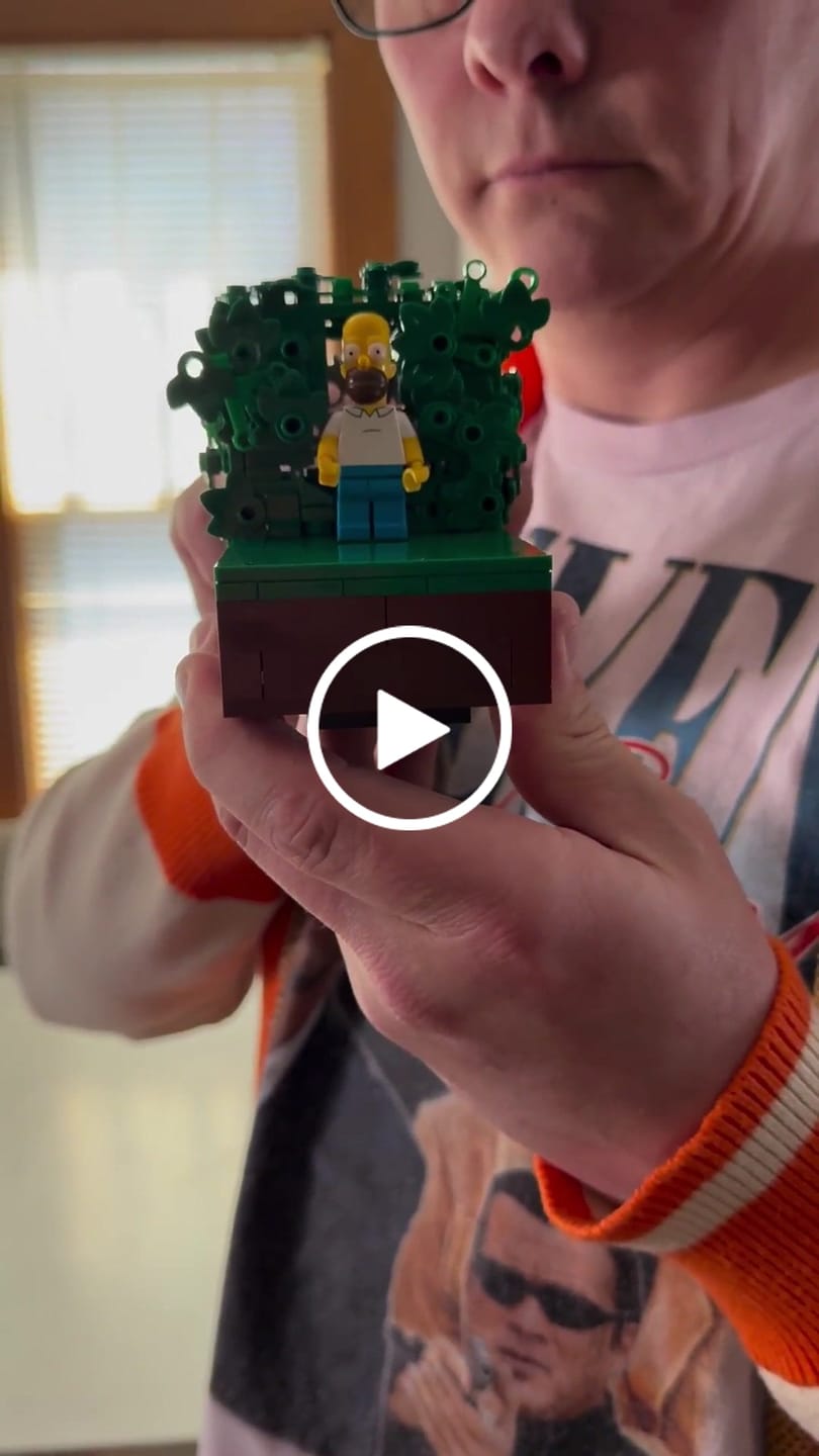 Customer video review of Buildable Homer in the Bushes Display Set