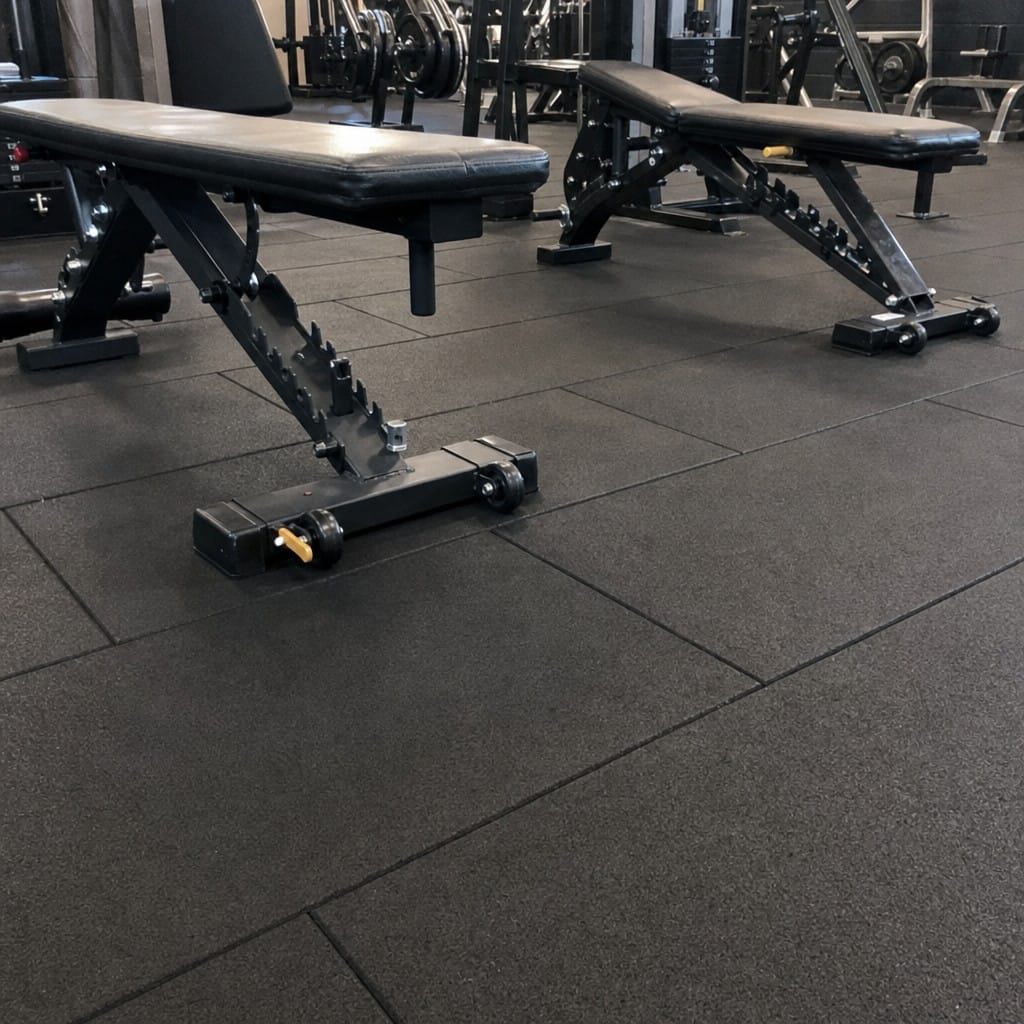 Customer photo review of TitanForce Pro 20mm Rubber Gym Flooring Tiles 100x50cm | Precision Moulded | UK Stock