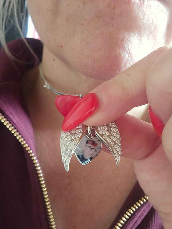 Customer photo review of Custom Angel Wing Photo Locket Necklace